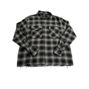 Represent England Flannel Shirt Raw Hem in Black White